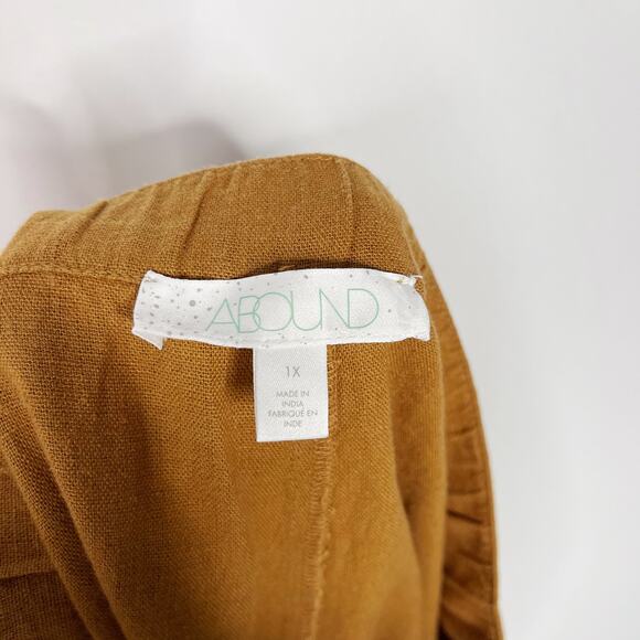 New Abound 1X Linen Blend Button Front Shorts in Tan Dale Summer Casual - Picture 8 of 10